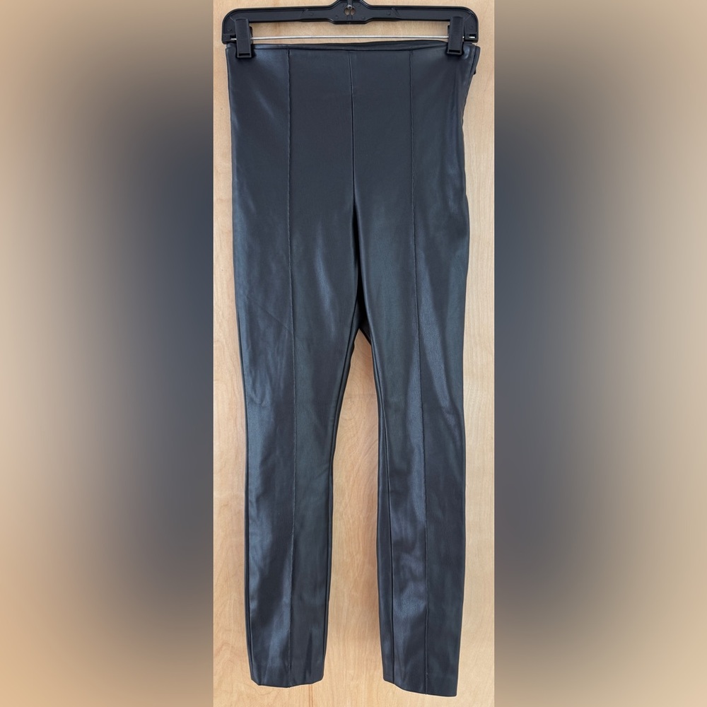 Zara Black Faux Leather High-Waist Leggings - Picture 8 of 12